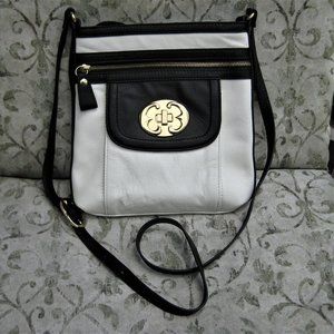 NWOT Emma Fox leather ivory & black crossbody